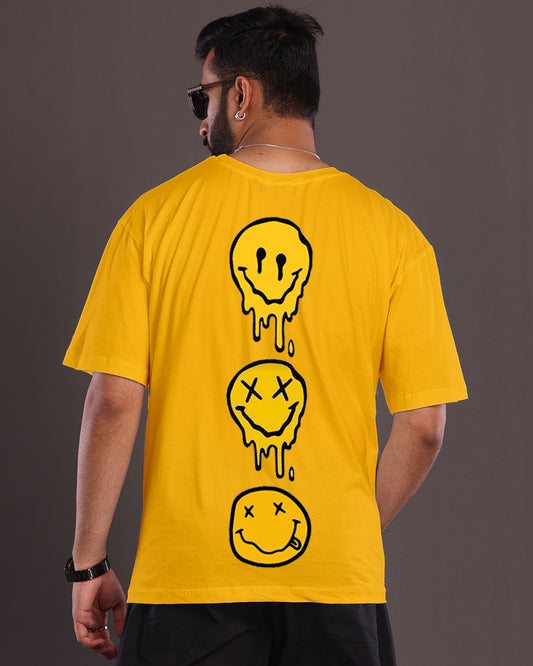 Get Smiley with Our Men's Yellow Oversized T-Shirt: Comfortable & Trendy!