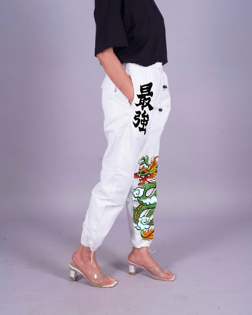 Snacky Dragon's High-End White Cargo Pants for Women!